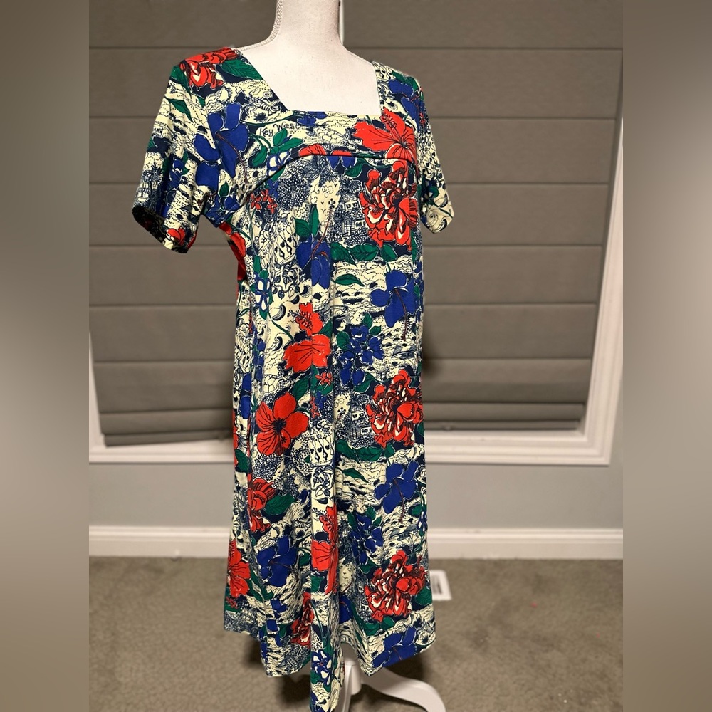 Key West Hand Print vintage size Large knit dress. Fits like XL. EUC Perfect